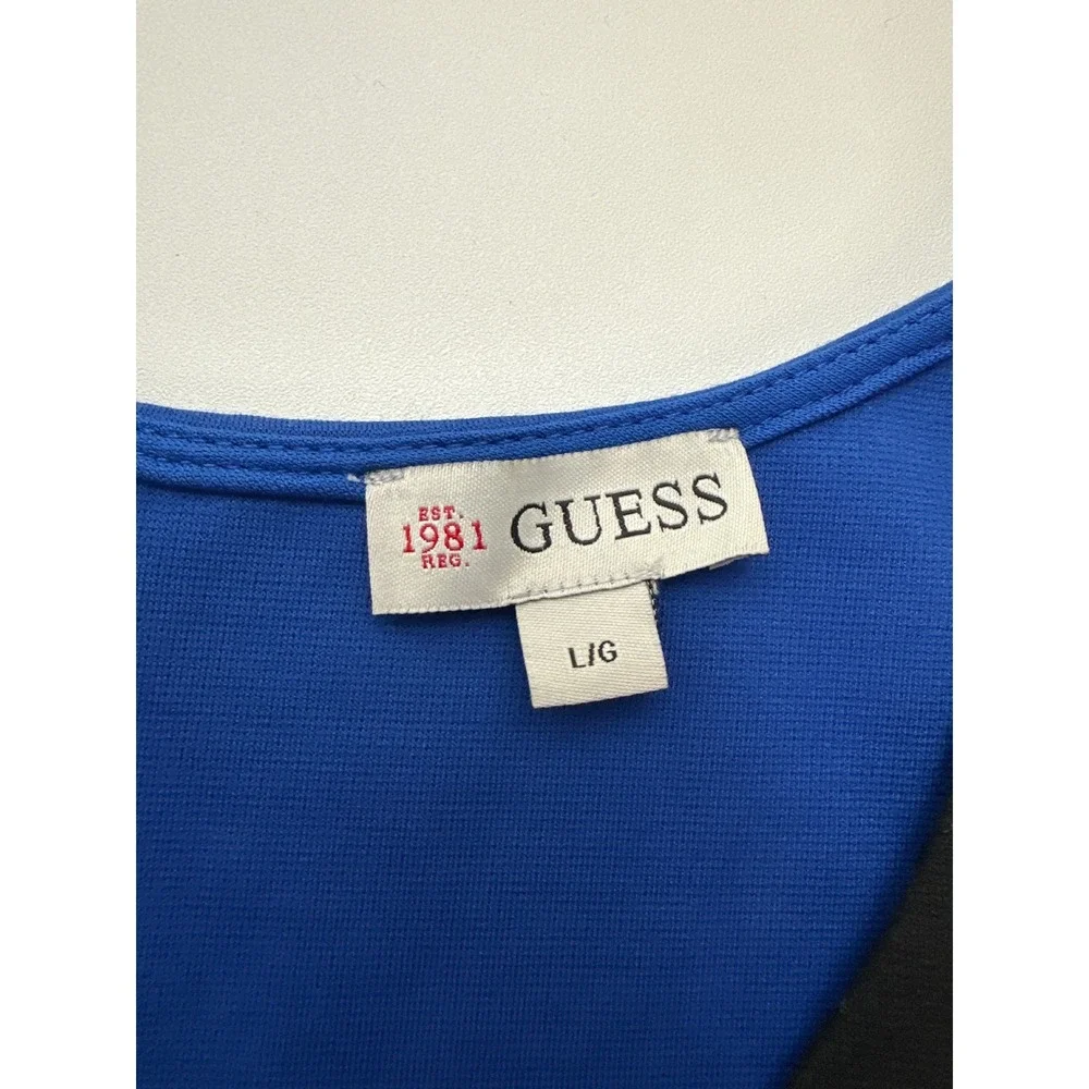 GUESS Blue Black Colorblock Sleeveless Bodycon Mini Dress - Women's Large Career